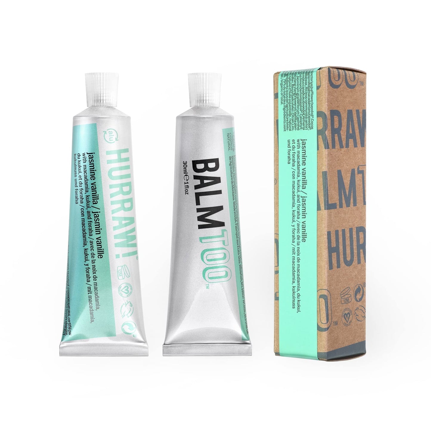 Hurraw! Balmtoo Jasmine Vanilla Squeezable Balm — Ultra-Moisturizing, 7 Sticks per Tube (USA Made)