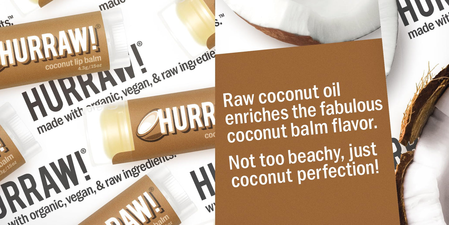 Hurraw! Coconut Lip Balm – 2 Pack | Organic, Vegan, Cruelty-Free, Gluten Free | Made in USA