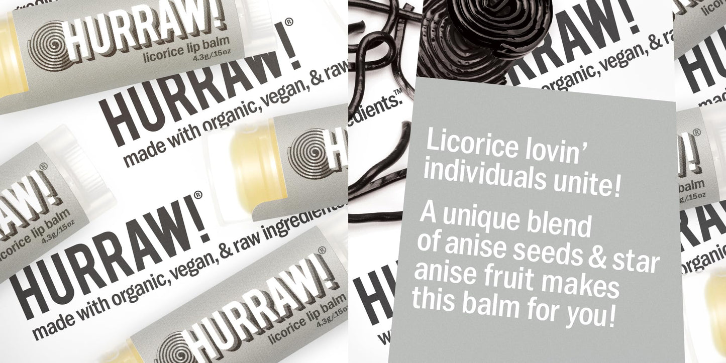 Hurraw! Almond, Coconut & Licorice Lip Balms 3-Pack – Organic, Vegan, Cruelty-Free, Made in USA