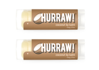 Hurraw! Coconut Lip Balm – 2 Pack | Organic, Vegan, Cruelty-Free, Gluten Free | Made in USA