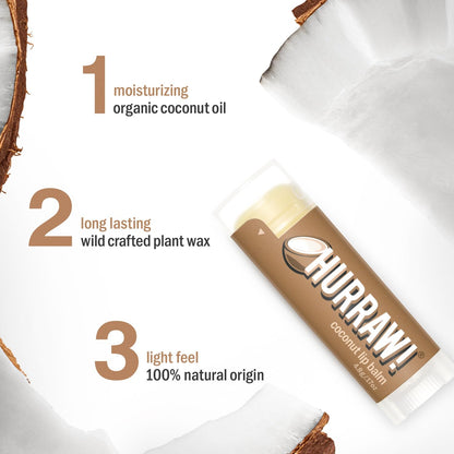 Hurraw! Coconut Lip Balm – 2 Pack | Organic, Vegan, Cruelty-Free, Gluten Free | Made in USA