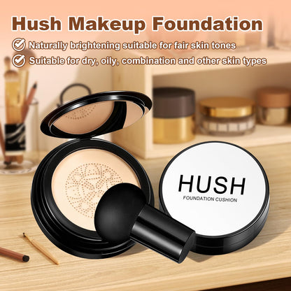 Hush Makeup Foundation Natural Glow – Lightweight Cushion for Light to Medium Complexions