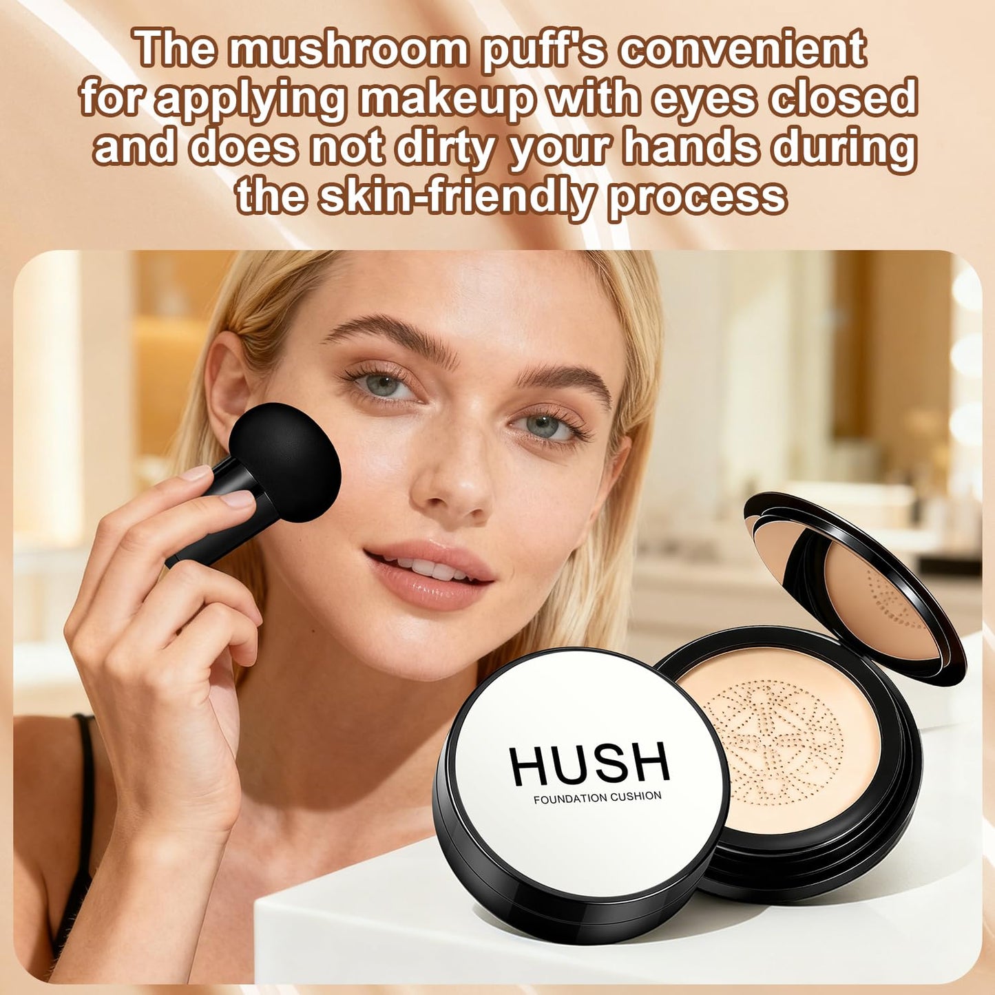 Hush Makeup Foundation Natural Glow – Lightweight Cushion for Light to Medium Complexions
