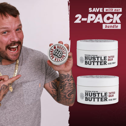 Hustle Butter Deluxe Tattoo Balm – Vegan, Petroleum-Free, 5 oz (2 Pack) – Before, During & After Care