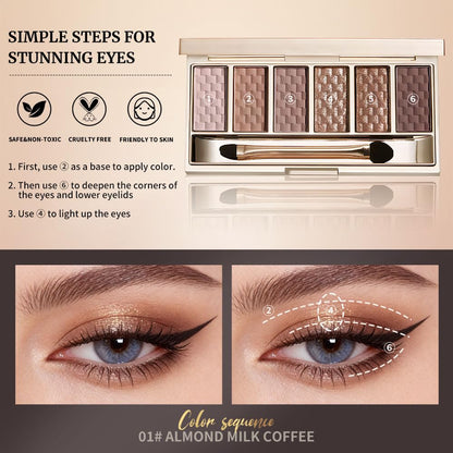 Hxssll Neutral Nude Brown Eyeshadow Palette – 6 Matte & Shimmer Shades for Everyday and Soft Glam