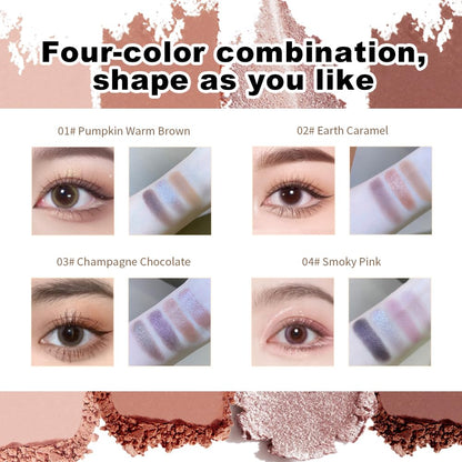 Hxssll 4-Color Neutral Nude Matte & Shimmer Eyeshadow Palette – Peach Bronze Cocoa for Blue/Green Eyes