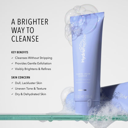 HydroPeptide Foaming Cream Cleanser | Illuminating Fortifying Peptide Face Wash – 4.7 oz