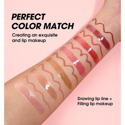 Hyesamyo Dark Red Lip Gloss Lip Liner Set – 12 Shades, Lip Oil, Waterproof