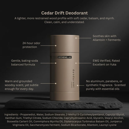 HygieneLab Cedar Drift Aluminum-Free Deodorant – EWG Verified, Gentle