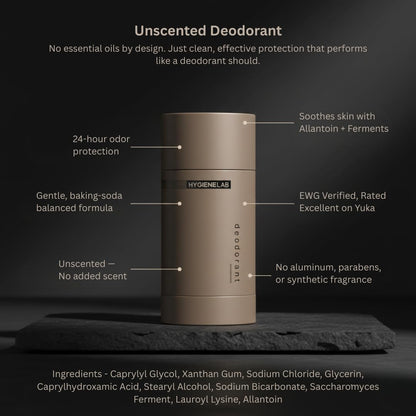 HygieneLab Fragrance-Free Deodorant for Men – EWG Verified, Aluminum-Free