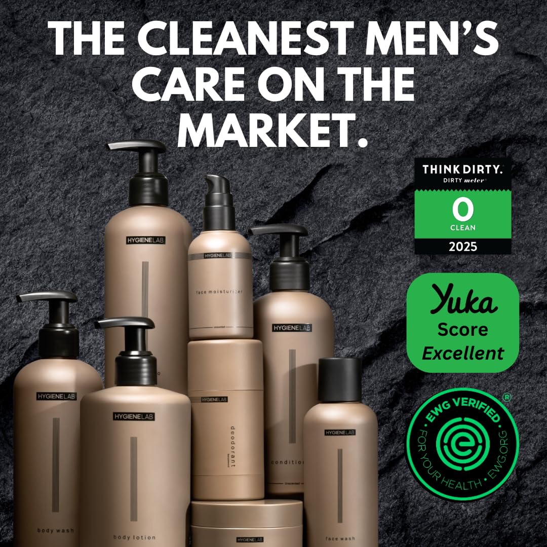 HygieneLab Men's Deodorant – Aluminum-Free, 24-Hour+ Odor Protection, EWG Verified, Smooth Glide, Essential Oils, Premium Sandalwood Scent