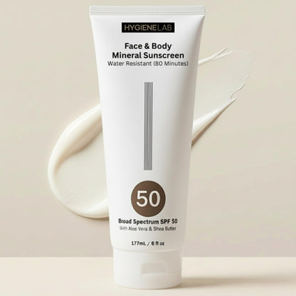 HygieneLab Mineral Sunscreen SPF 50 – Invisible Sheer Finish, Reef Safe, 6 oz