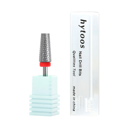 HYTOOS Flat Top 5 in 1 Nail Bit – Tungsten Carbide Cross Tapered 3/32 Shank, 2-Way Rotation