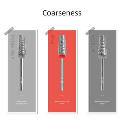HYTOOS Flat Top 5 in 1 Nail Bit – Tungsten Carbide Cross Tapered 3/32 Shank, 2-Way Rotation