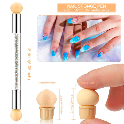 HYWWPFLAY 5Pcs Ombre Nail Brush & Sponges Set – Gradient Nail Art Tools for Gel Polish