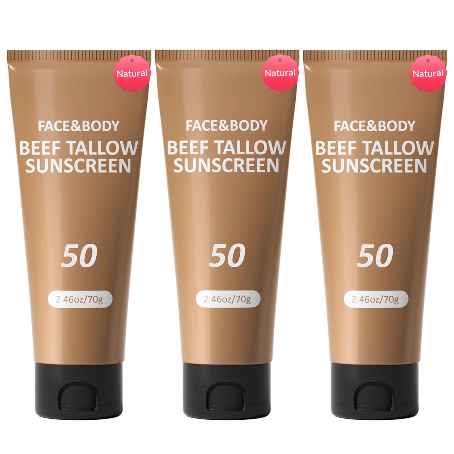 HZENPPOR Beef Tallow Sunscreen – Reef-Safe, Non-Greasy Face & Body Sunblock – 3 Pack