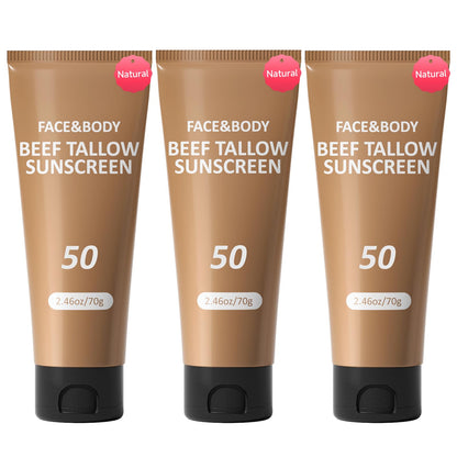 HZENPPOR Beef Tallow Sunscreen – Reef-Safe, Non-Greasy Face & Body Sunblock – 3 Pack