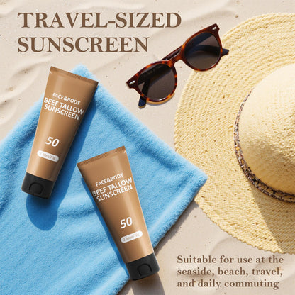 HZENPPOR Beef Tallow Sunscreen SPF 50 — Waterproof, Non-Greasy Face & Body, 2.46 oz