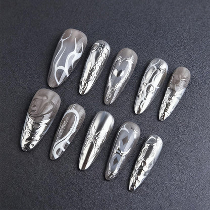 HZJXRT 24-Piece 3D Love Heart Press-On Nails – Butterfly Design, Almond Medium, Valentine Gel Nails