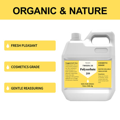 Hznxolrc Polysorbate 20 Emulsifier – Premium Cosmetic Grade, Gentle on Skin (12 oz)