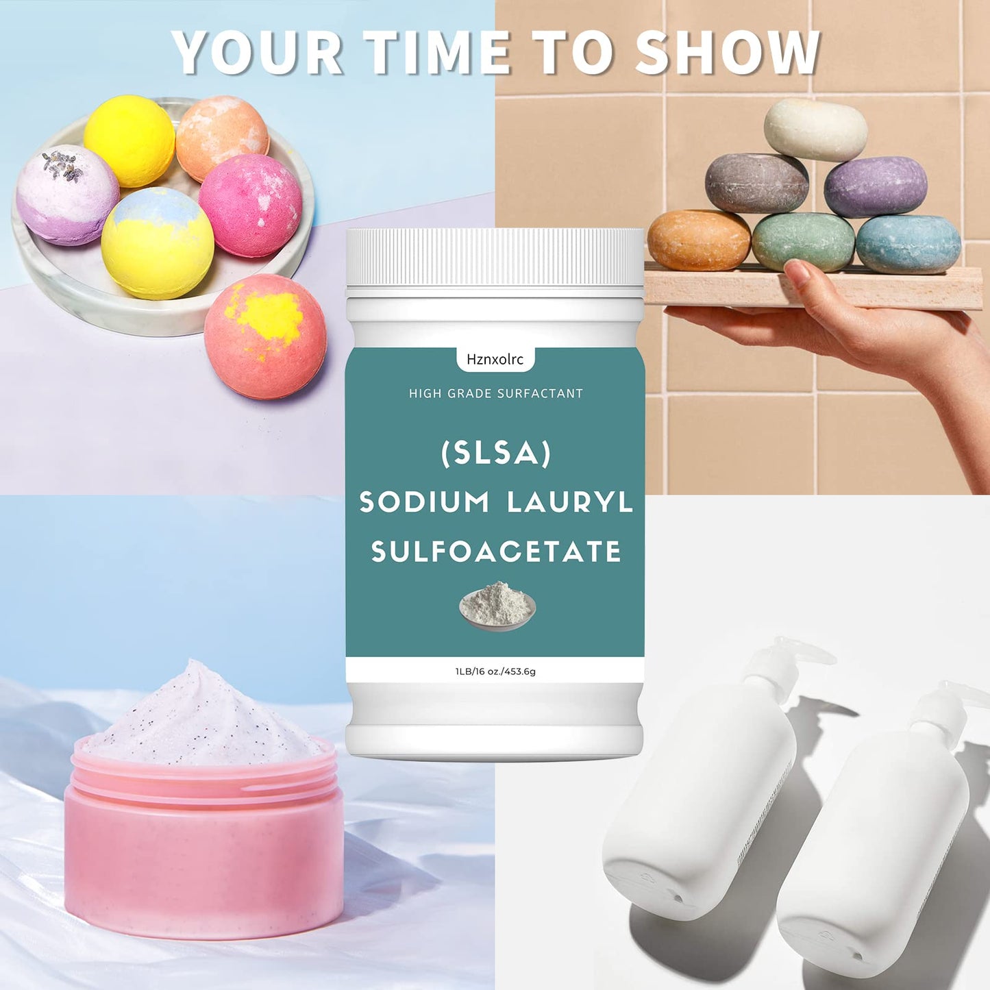 Hznxolrc 1 Pound SLSA Powder for Bath Bombs – Premium Sodium Lauryl Sulfoacetate