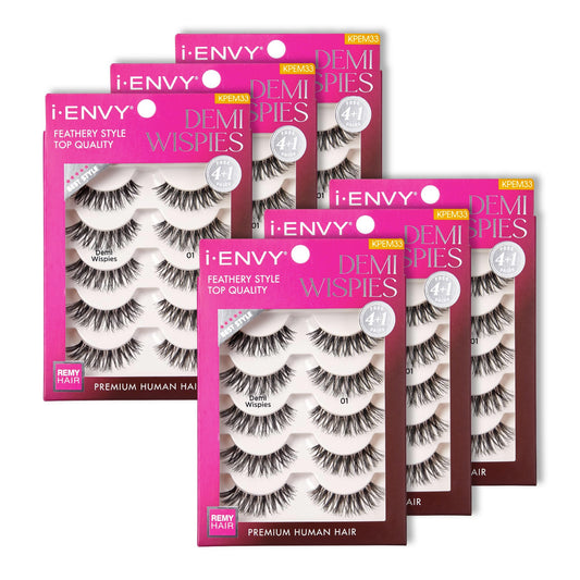 i•ENVY Demi Wispies Lashes – 30 Pairs (6 Pack), 100% Human Hair, Lightweight & Reusable