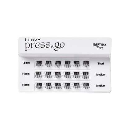 i-ENVY Press&Go Self-Adhesive Eyelashes – 1-Step Glue-Free, All-Day Comfort, Reusable Clusters