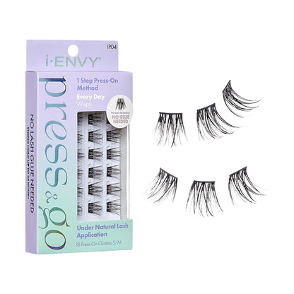 i-ENVY Press&Go Self-Adhesive Eyelashes – 1-Step Glue-Free, All-Day Comfort, Reusable Clusters