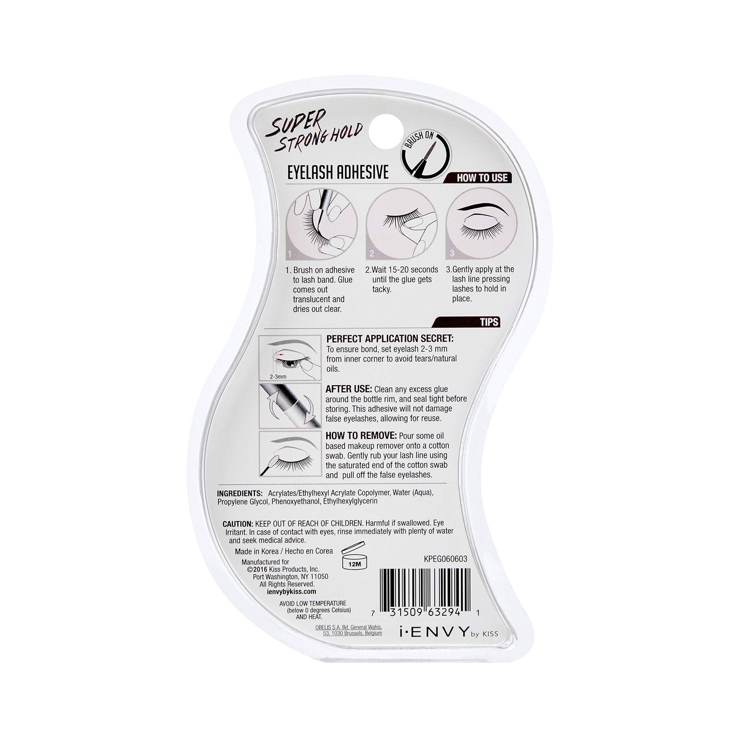 i•ENVY Super Strong Hold Eyelash Adhesive | Waterproof, Latex-Free, 48-Hour Lash Glue with Brush-On Applicator (Clear, 36-Pack)