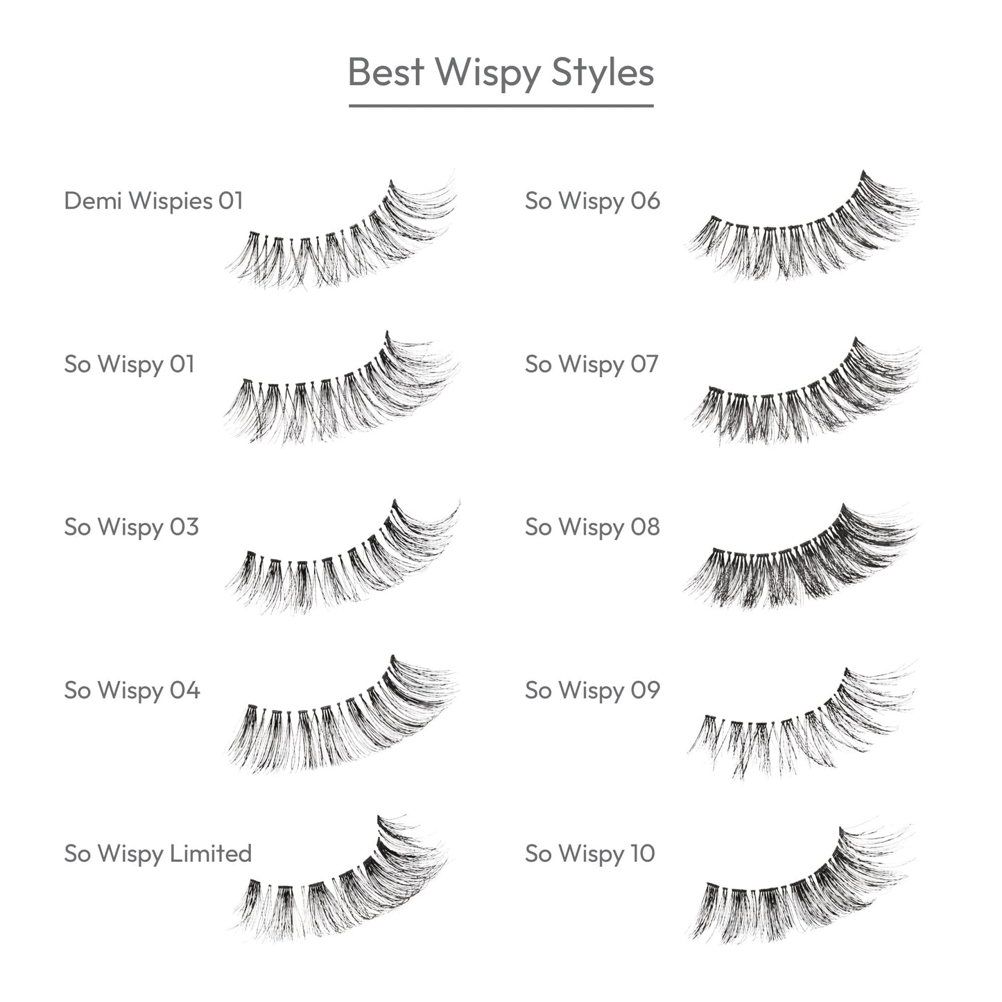 i-ENVY 10 Pairs So Wispy Human Hair Eyelashes Multipack | Invisible Band, Lightweight & Reusable