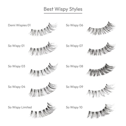 i-ENVY 10 Pairs So Wispy Human Hair Eyelashes Multipack | Invisible Band, Lightweight & Reusable