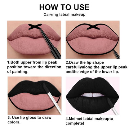 IATMOMOD 3Pcs 2-in-1 Lip Liner & Liquid Lipstick Set – Matte, Long-Lasting Color in 3 Shades
