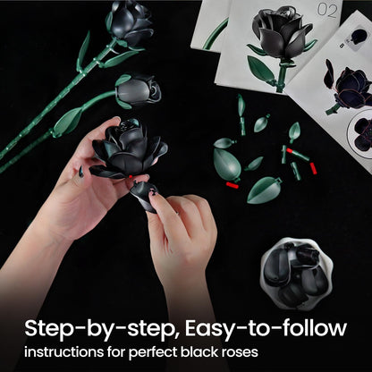 iATOM Black Roses Building Set – 3-Pack Gift for Valentine’s & Home Decor