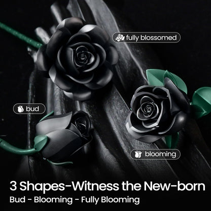 iATOM Black Roses Building Set – 3-Pack Gift for Valentine’s & Home Decor