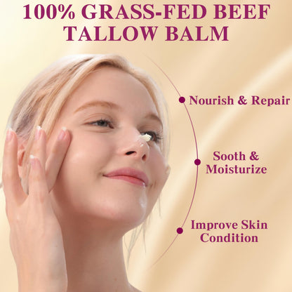 ICIKOL Beef Tallow Honey Balm - Grass-Fed Tallow Moisturizer for Face & Body (2.1 oz)