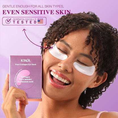 ICIKOL Collagen Under Eye Patches Mask – Deep Hydration & Puffiness Reduction (12 Pairs, Pearl Powder)