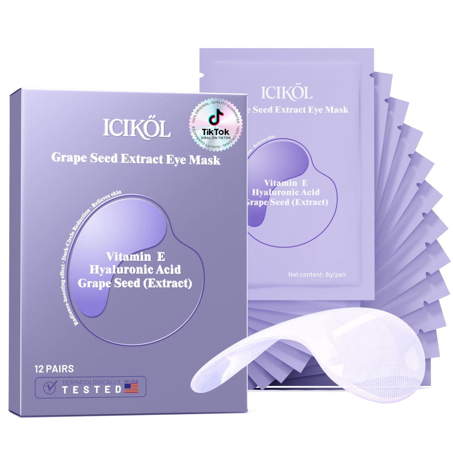 ICIKOL Collagen Under Eye Patches – Puffy Eyes & Dark Circles, Deep Hydration (12 Pairs)