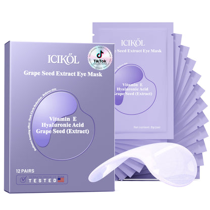ICIKOL Collagen Under Eye Patches – Puffy Eyes & Dark Circles, Deep Hydration (12 Pairs)
