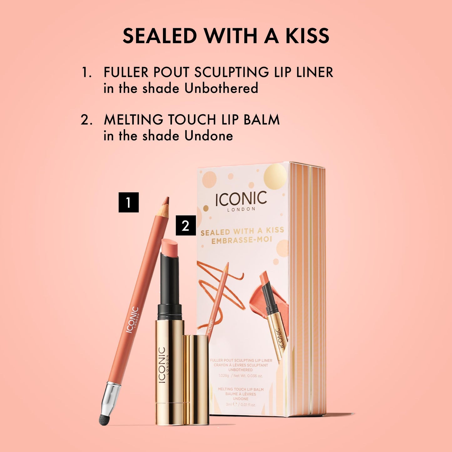 ICONIC LONDON Sealed with a Kiss Gift Set – Melting Touch Lip Balm & Fuller Pout Sculpting Liner