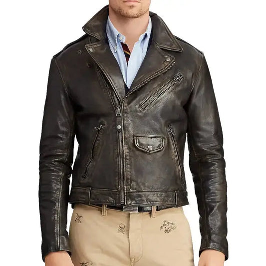 Men’s Iconic Cowhide Leather Biker Motorcycle Jacket