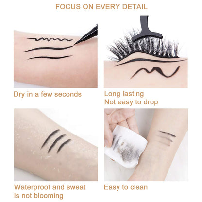 ICORIC Liquid Eyeliner Pen Waterproof & Magnetic Lash Glue Pen, No Blooming, Quick-Dry, Pack of 2