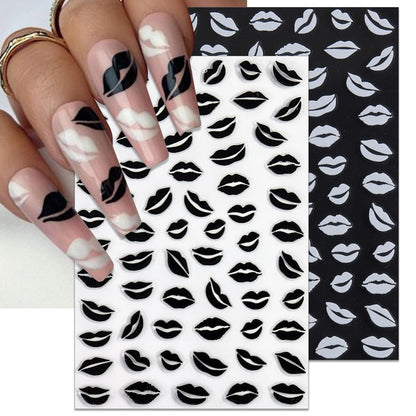 IDDFEVE 6 Sheets Lip Nail Stickers – Valentine Kiss Self-Adhesive Nail Decals for Bold Nail Art