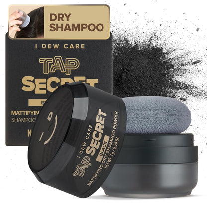 I DEW CARE Tap Secret Black Dry Shampoo – Biotin Clarifying, Brunette, Non-Aerosol, Refillable 0.26 oz