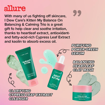 I DEW CARE Blemish Heartleaf Skincare Set – Kitten My Balance On | Foam Cleanser, Clay Mask & Serum