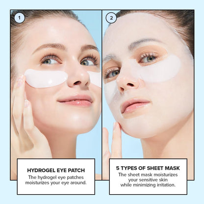 I DEW CARE Collagen Sheet Mask Variety Pack with Eye Patches – 5 Days of Korean Skincare