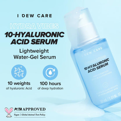 I DEW CARE Hydra Vibes 10-Hyaluronic Acid Serum with Jeju Hydrangea — Ultra Hydration (30ml)