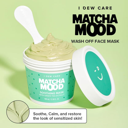 I DEW CARE Wash-Off Mask Matcha Mood – Soothing Green Tea Skincare (3.38 oz)
