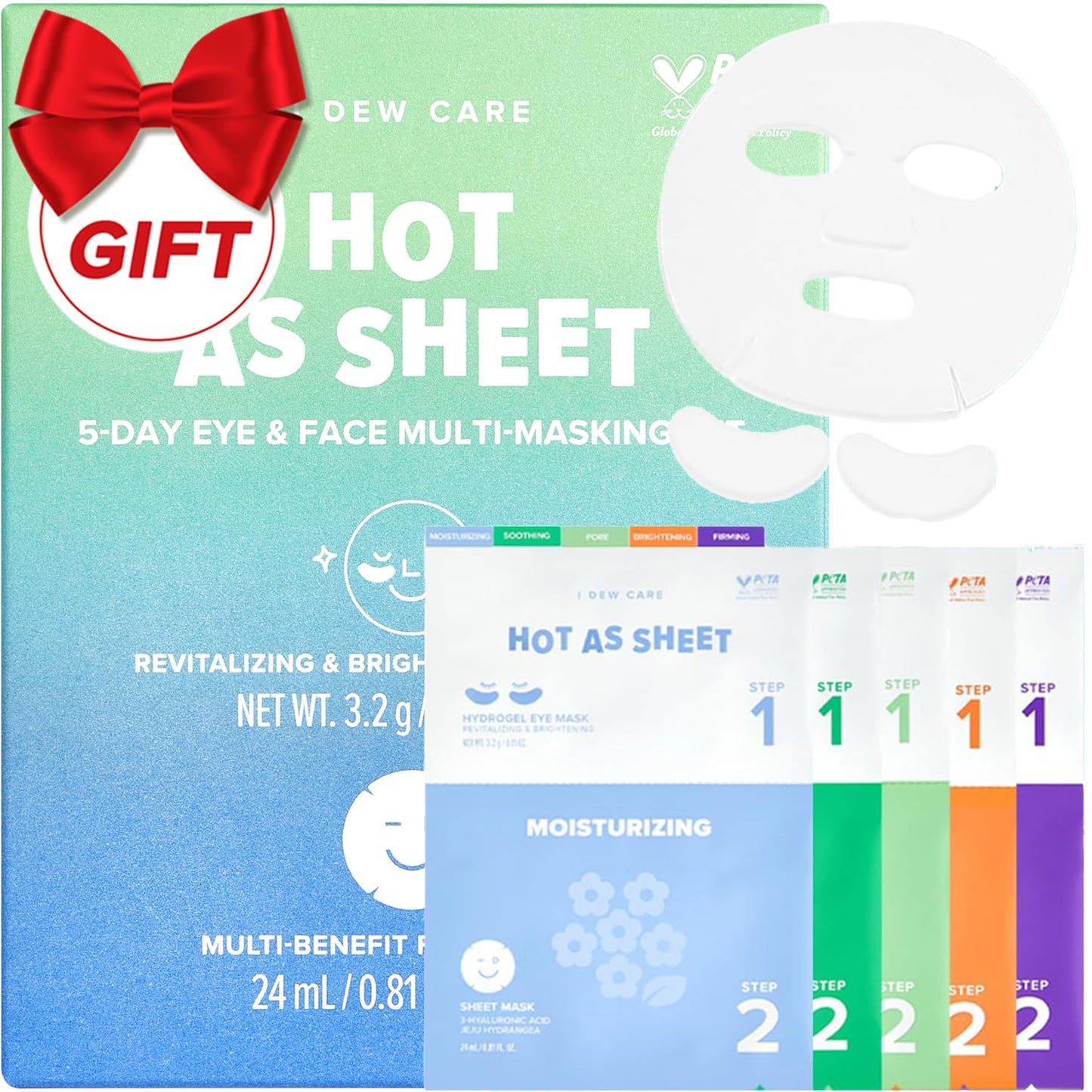 I DEW CARE Collagen Sheet Mask Variety Pack with Eye Patches – 5 Days of Korean Skincare