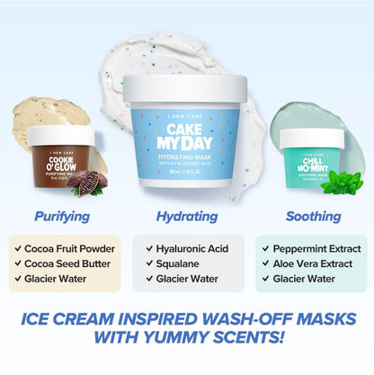 I DEW CARE Sundae Scoop Wash Off Mask Set | Hydrating Skincare for Teens