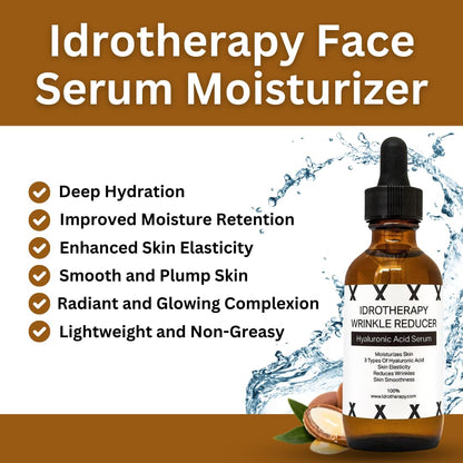 Idrotherapy Hyaluronic Serum – 3 HA Types + Argan Oil & Vitamin E (2 oz / 60 ml)